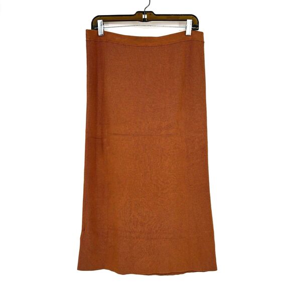 J.Crew Skirt Ribbed Midi Tube Sweater Knit Pencil Sz L Brown/Rust $128 NWT - Picture 3 of 11